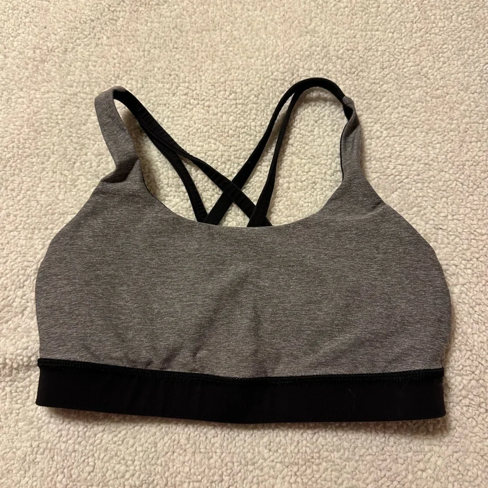 Lululemon Energy Strappy Sports Bra Heathered Gray Black